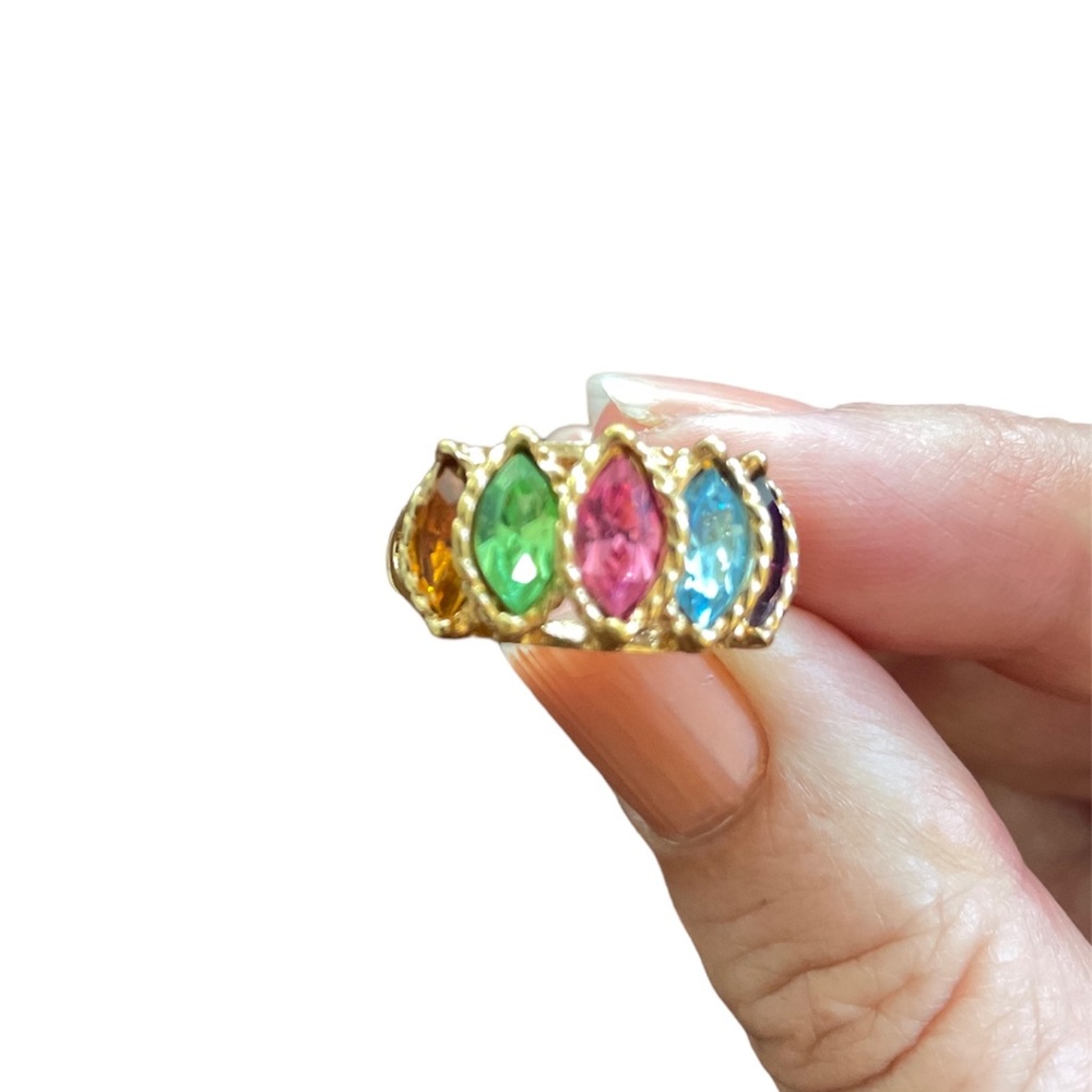Ring - Five Stunning Colorful Stones Set in a Delightful English Victorian Style